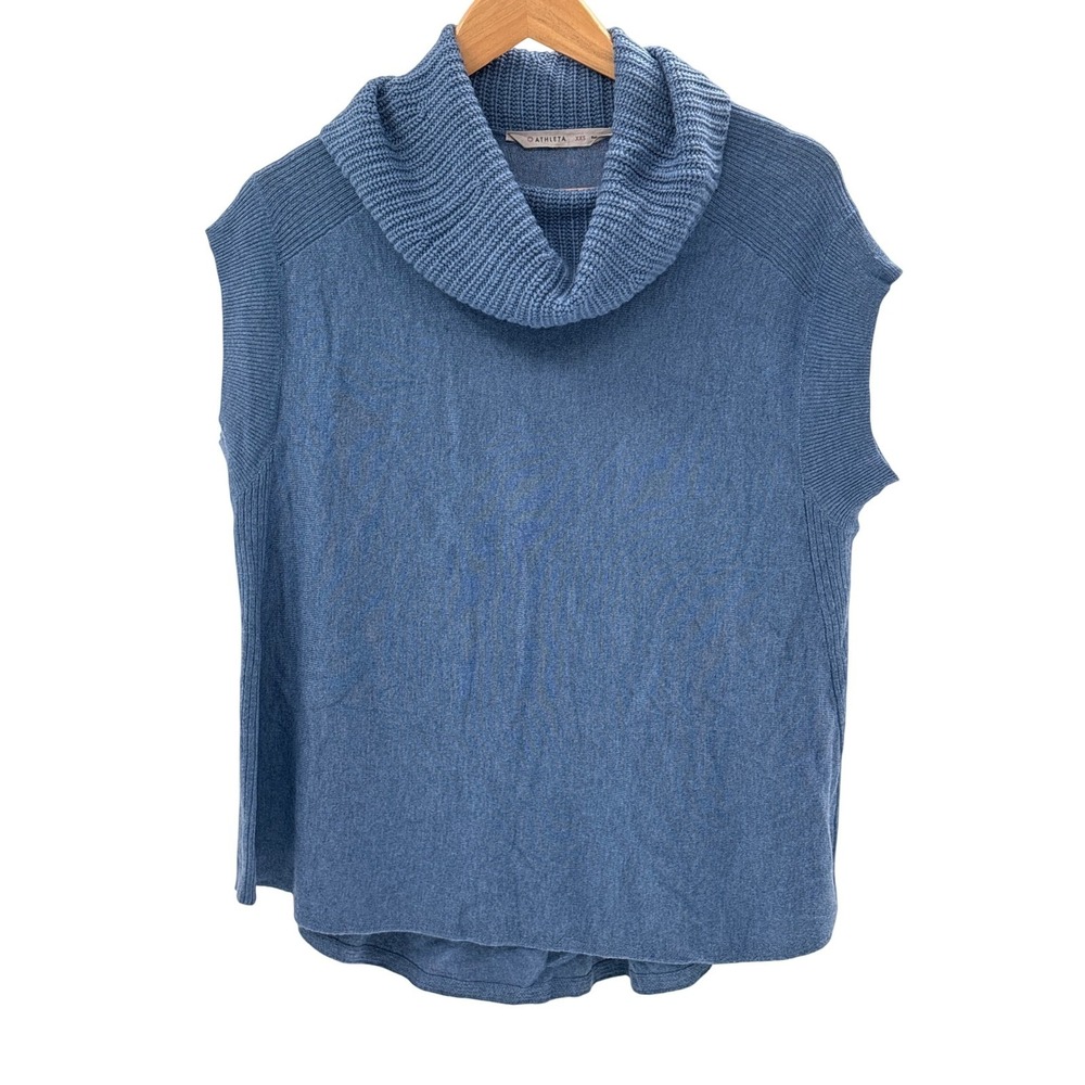 Athleta Sweater Kennewick Turtleneck Swing‎ Merino Wool Blend Women XXS Blue